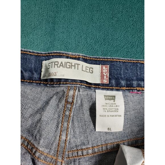 Levis 505 Jeans Size 6 Long Womens Blue Stretch Pants Denim Mid Rise Straight - Picture 3 of 13